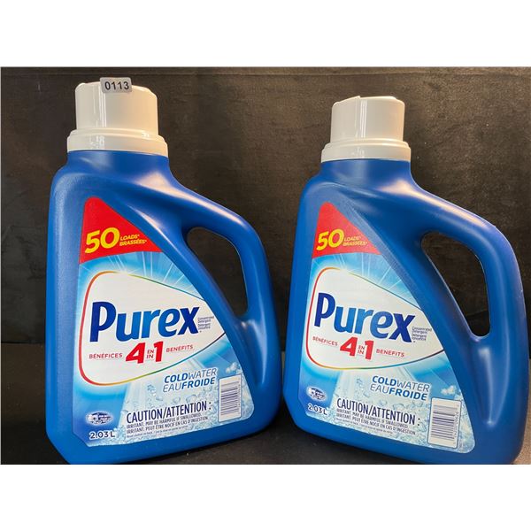 2 Bottles of Purex Cold Water Liquid Laundry Detergent - 2.03L (50 Loads) Each - New