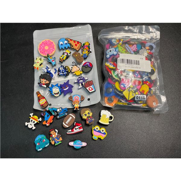 2 Multi-Packs of Cartoon Croc Shoe Charms (Pokemon, Minions Rugrats, Rick & Morty, etc.) - 130pcs
