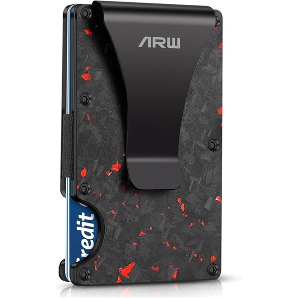 1 ARW Forged Ember Design Minimalist Wallet for Men w/ Metal Money Clip - New in Box