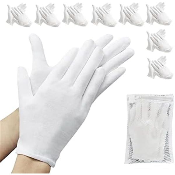 2 Packs of White Cotton Work Gloves - 16 Pairs (8 Pairs Per Pack) - New