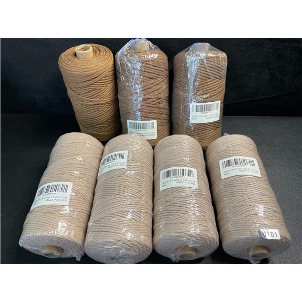 7 Rolls of Assorted Brown/Beige Macrame Cord/Cotton Yarn - Approx. 220yards Per Roll - New