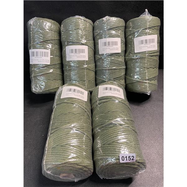 6 Rolls of Olive Green Macrame Cord/Cotton Yarn - Approx. 109yards Per Roll - New