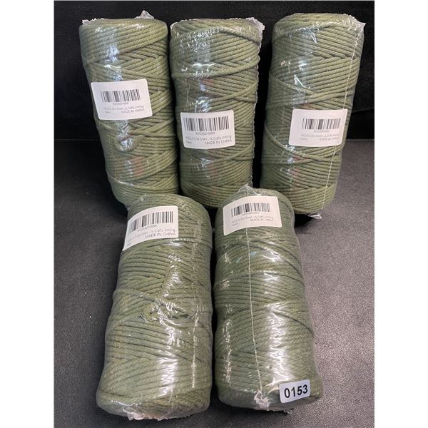 5 Rolls of Olive Green Macrame Cord/Cotton Yarn - Approx. 109yards Per Roll - New