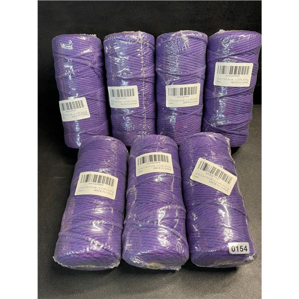 7 Rolls of Dark Purple Macrame Cord/Cotton Yarn - Approx. 109yards Per Roll - New