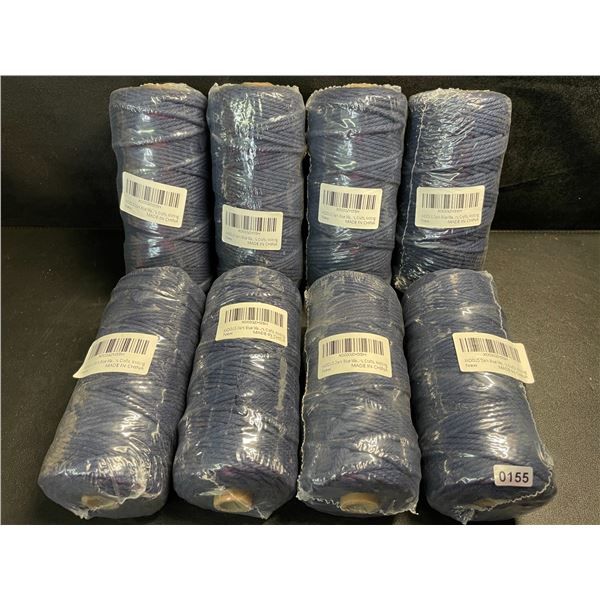 8 Rolls of Navy Blue Macrame Cord/Cotton Yarn - Approx. 109yards Per Roll - New