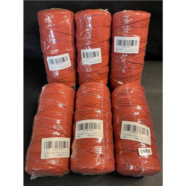 6 Rolls of Reddish Brown Macrame Cord/Cotton Yarn - Approx. 109yards Per Roll - New