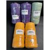 Image 1 : 5 Assorted Rolls of Macrame Cord/Cotton Yarn - Approx. 109yards Per Roll (Purple/Yellow/Green) - New