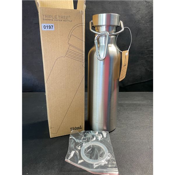 1 Triple Tree Sports Water Bottle - 750ml - Silver - New
