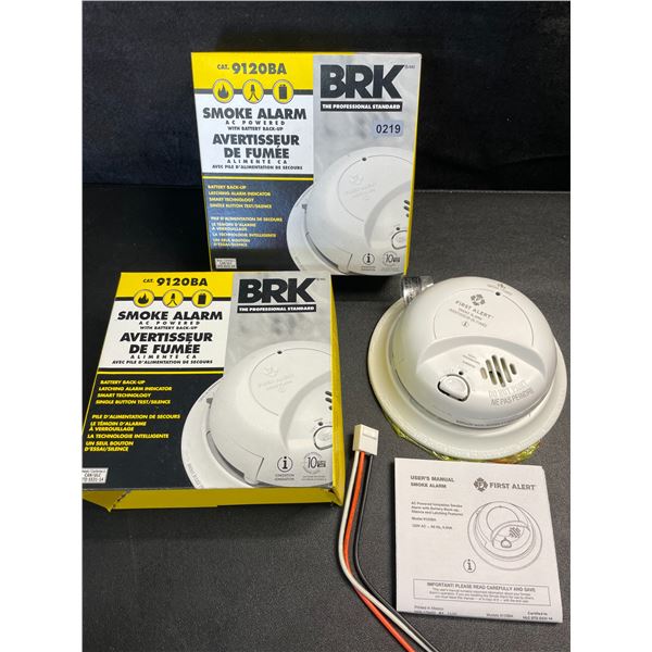 2 BRK 9120BA Hardwired Smoke Alarms with Battery Backup - Brand New!