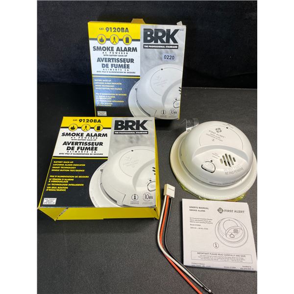 2 BRK 9120BA Hardwired Smoke Alarms with Battery Backup - Brand New!