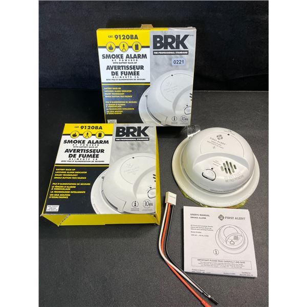 2 BRK 9120BA Hardwired Smoke Alarms with Battery Backup - Brand New!