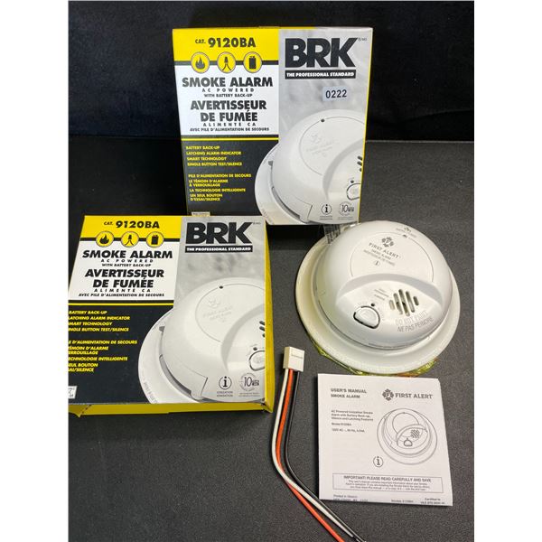 2 BRK 9120BA Hardwired Smoke Alarms with Battery Backup - Brand New!