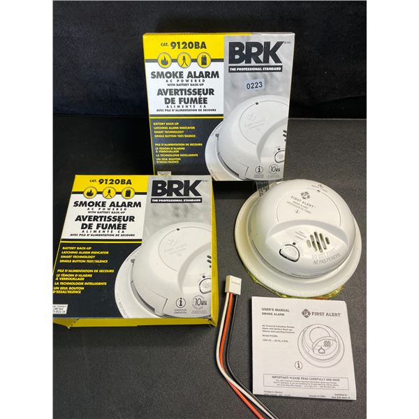 2 BRK 9120BA Hardwired Smoke Alarms with Battery Backup - Brand New!