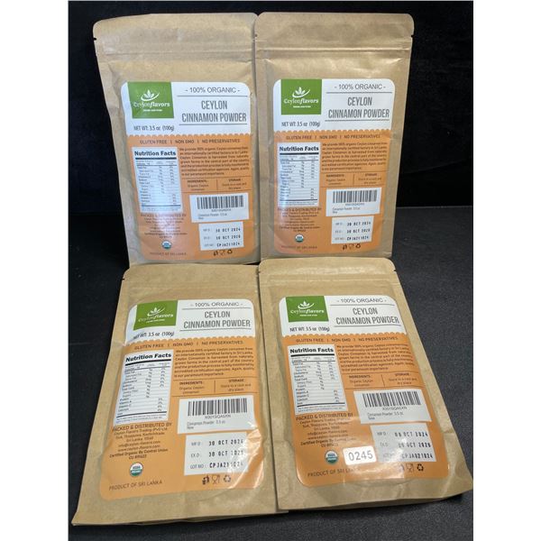 4 Ceylon Flavors Organic Ceylon Cinnamon Powder; Premium Special Grade Non GMO (3.5oz Each)