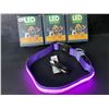 Image 2 : 3 Masbrill LED Light-Up Dog Collars/Safety Collars - Size Medium (See Size Chart) Purple - Brand New