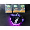 Image 2 : 3 Masbrill LED Light-Up Dog Collars/Safety Collars - Size Small (See Size Chart) Purple - Brand New