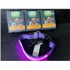 Image 2 : 3 Masbrill LED Light-Up Dog Collars/Safety Collars - Size Small (See Size Chart) Purple - Brand New