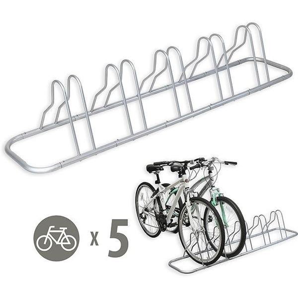 1 Simple Houseware 5-Compartment Bicycle Rack (Large 70inch Size) - Silver - New in Box!