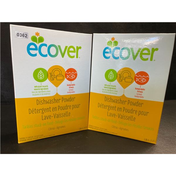 2 Boxes of Ecover Natural Plant-Based Dishwasher Powder - Citrus - 1.36kg - New Sealed