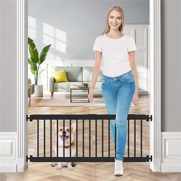 1 Fidofaves Short Metal Dog Gate for Indoors; 18"-45" Adjustable Width - Black; New in Box