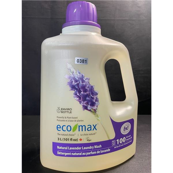 1 Jug of Eco Max Powerful & Plant-Based Natural Lavender Laundry Wash - 3L/100 Loads - New