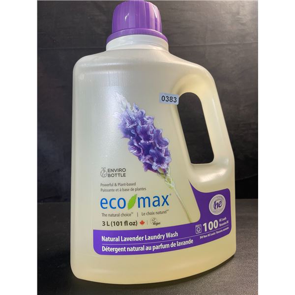 1 Jug of Eco Max Powerful & Plant-Based Natural Lavender Laundry Wash - 3L/100 Loads - New