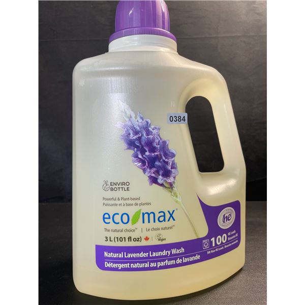 1 Jug of Eco Max Powerful & Plant-Based Natural Lavender Laundry Wash - 3L/100 Loads - New
