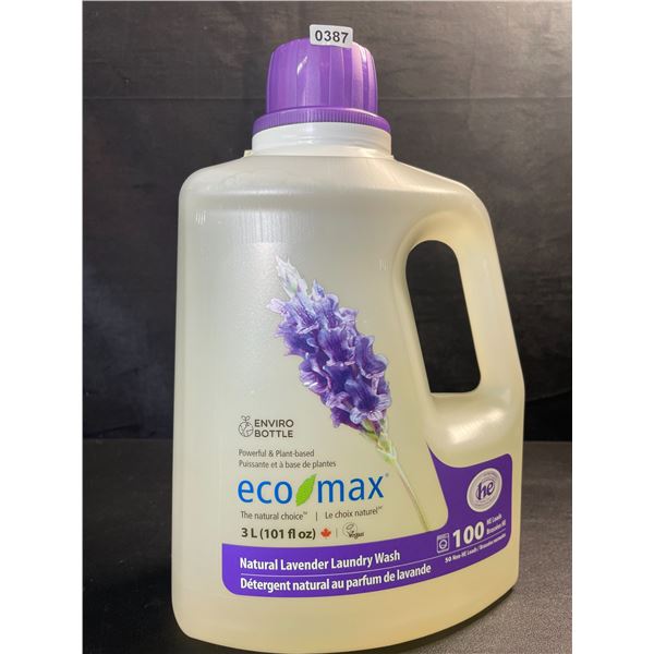 1 Jug of Eco Max Powerful & Plant-Based Natural Lavender Laundry Wash - 3L/100 Loads - New