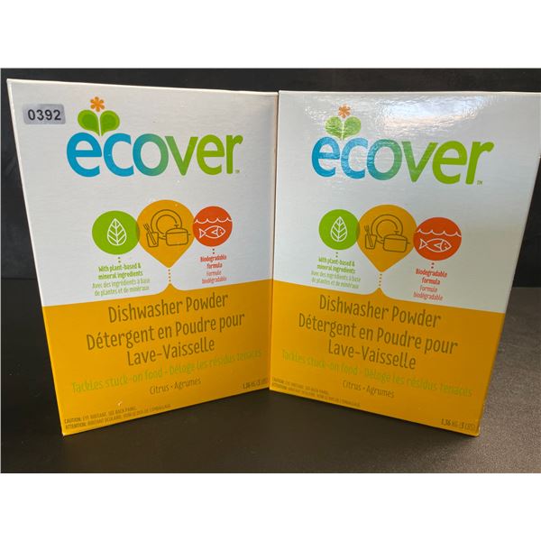 2 Boxes of Ecover Natural Plant-Based Dishwasher Powder - Citrus - 1.36kg - New Sealed