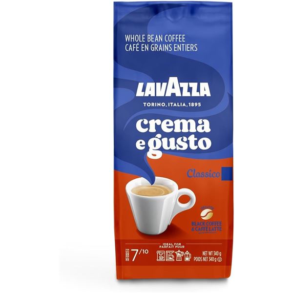 2 Bags of Lavazza Crema E Gusto Whole Bean Coffee - 340g Each - BB: 30/05/2025
