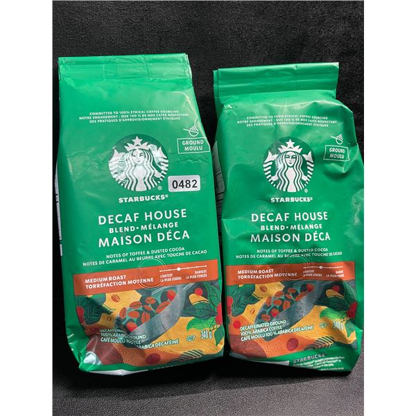 2 Bags of Starbucks Decaf House Blend Medium Roast Ground Coffee - 340g - (BB: JL 31/2025)