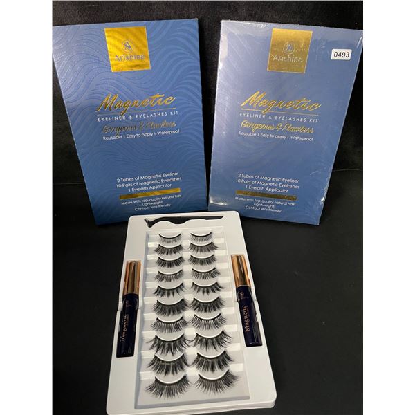 2 Boxes of Arishine Magnetic Eyeliner & Eyelashes; Reusable & Easy to Apply - 10 Pairs Each - New