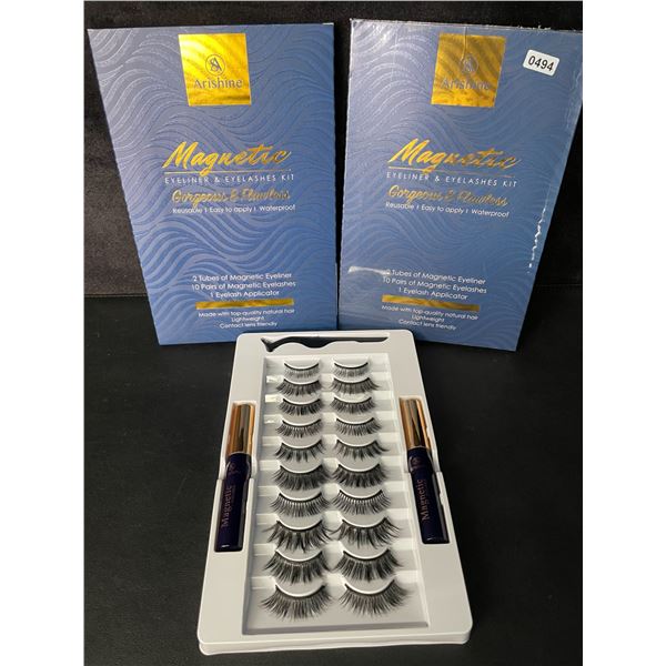 2 Boxes of Arishine Magnetic Eyeliner & Eyelashes; Reusable & Easy to Apply - 10 Pairs Each - New