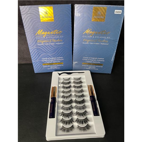 2 Boxes of Arishine Magnetic Eyeliner & Eyelashes; Reusable & Easy to Apply - 10 Pairs Each - New