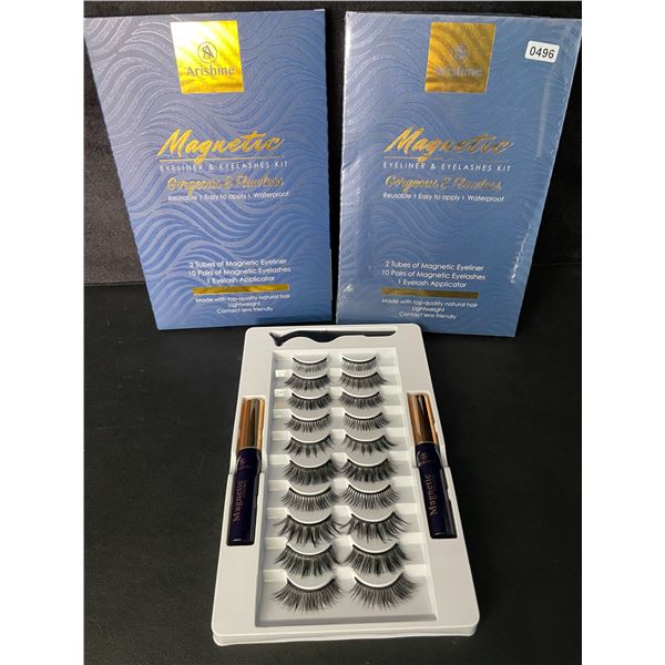 2 Boxes of Arishine Magnetic Eyeliner & Eyelashes; Reusable & Easy to Apply - 10 Pairs Each - New
