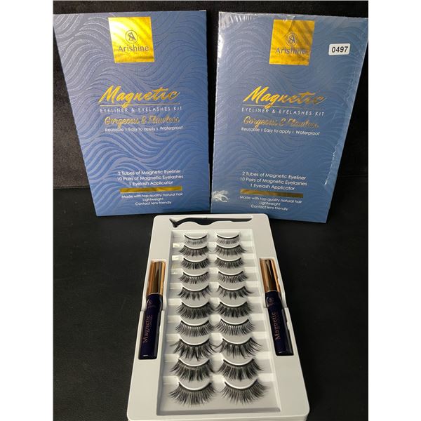 2 Boxes of Arishine Magnetic Eyeliner & Eyelashes; Reusable & Easy to Apply - 10 Pairs Each - New