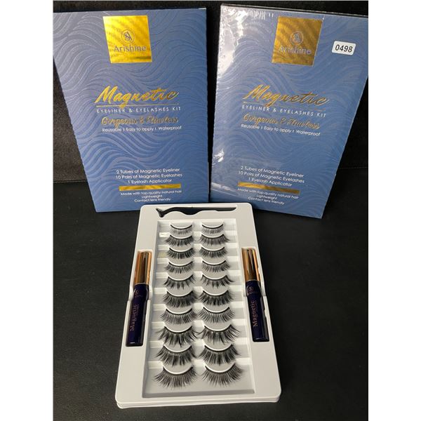 2 Boxes of Arishine Magnetic Eyeliner & Eyelashes; Reusable & Easy to Apply - 10 Pairs Each - New