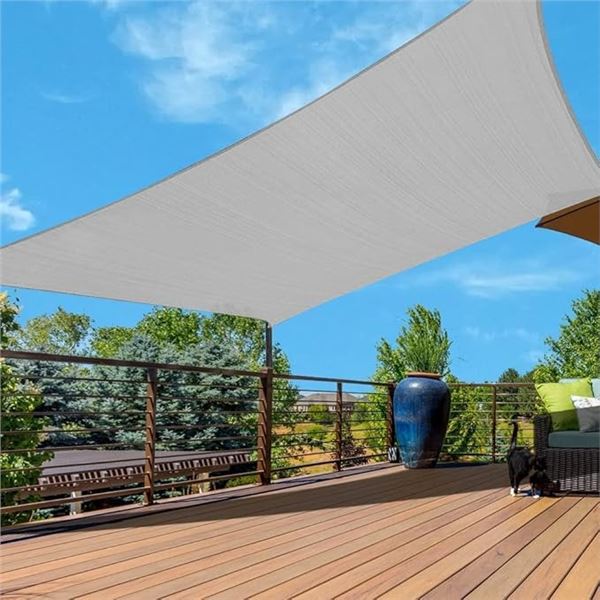1 Vaslon Sun Shade Sail (10FT x 13FT) Rectangle UV Blocking Canopy for Patio/Backyard (Grey) - New