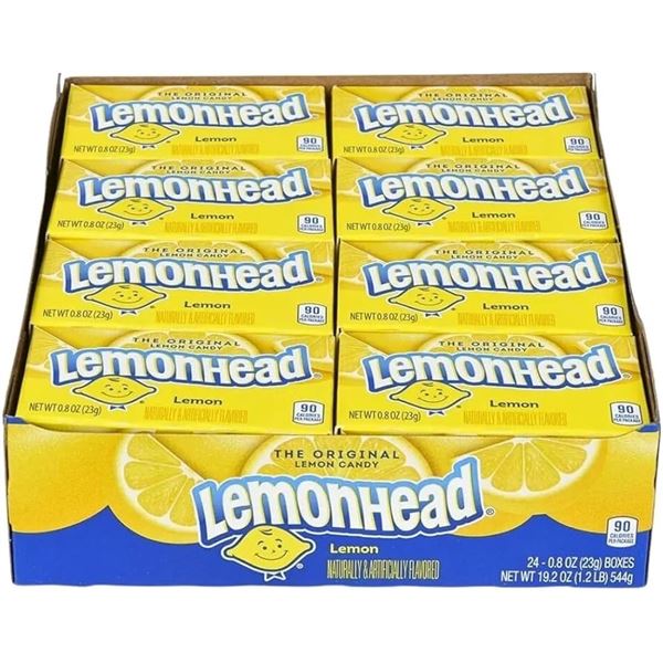 1 Case of Lemonhead Candy - 24 x 23g Boxes - New Sealed (BB: NOV/2025)