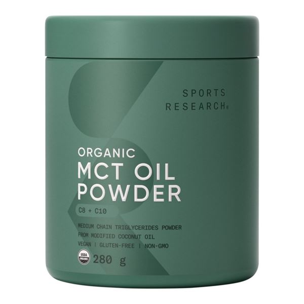 1 Sports Research Organic MCT Oil Powder; Vegan, Keto-Friendly, Non-GMO - New (BB: 11/2025)