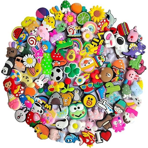 2 Packs of Croc Shoe Charms - Assorted Random Designs/Characters - 100PCS Each - New