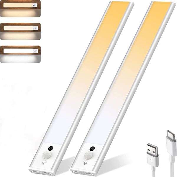 2-Pack of LED Motion Sensor Lights/Under Cabinet Lights - 7.8" Size; Rechargeable Design - New