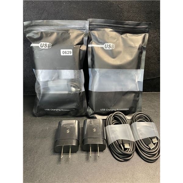 2 Packs of USB-C Fast Chargers (2x USB-C to USB-C Cords & 2 Blocks Per Pack) - New!