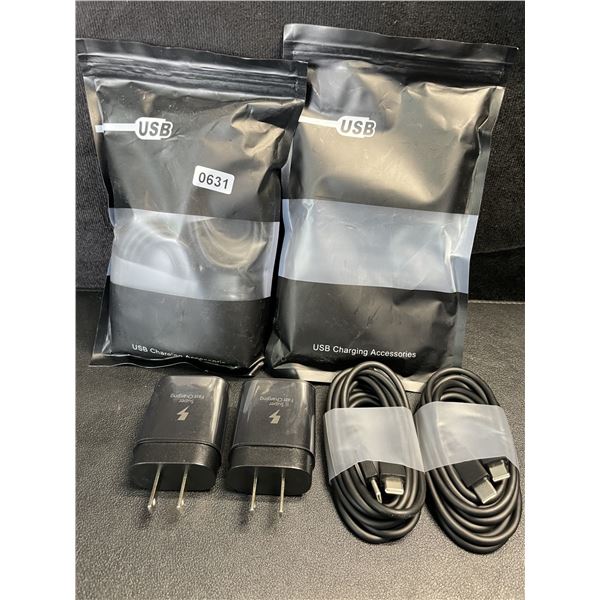 2 Packs of USB-C Fast Chargers (2x USB-C to USB-C Cords & 2 Blocks Per Pack) - New!