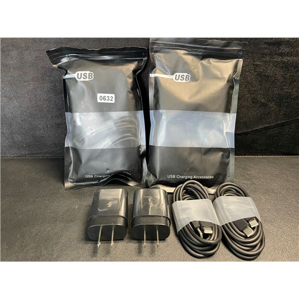 2 Packs of USB-C Fast Chargers (2x USB-C to USB-C Cords & 2 Blocks Per Pack) - New!