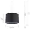 Image 2 : 2-Pack of Black Plug-In Pendant Hanging Lights w/ 15FT Cord - Black Fabric Shade - New in Box