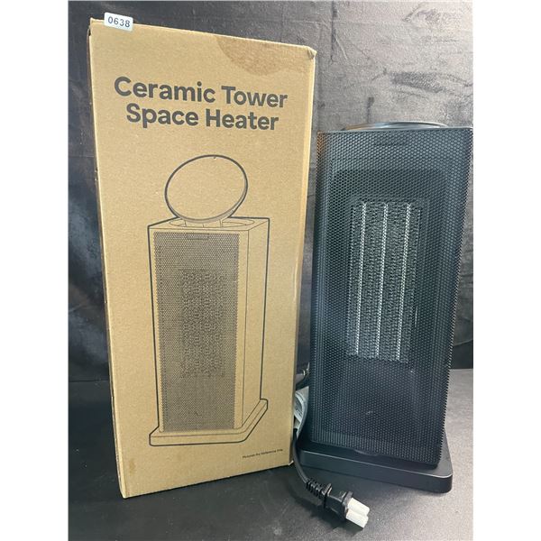 1 Ceramic Tower Space Heater; 1500W Oscillating Heater for Indoors w/ 4 Modes - Damaged Box
