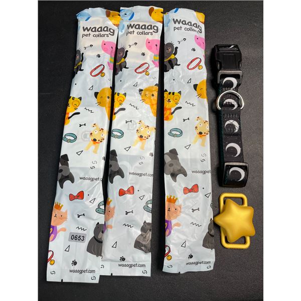 3 Celestial Design Dog Collars with Air Tag Holder - For Medium Size Dogs (14-20" Neck Size) - New