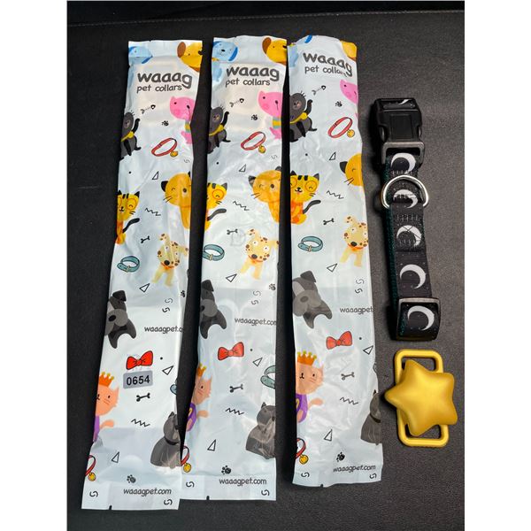 3 Celestial Design Dog Collars with Air Tag Holder - For Medium Size Dogs (14-20" Neck Size) - New