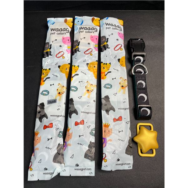 3 Celestial Design Dog Collars with Air Tag Holder - For Medium Size Dogs (14-20" Neck Size) - New